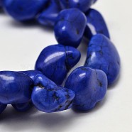 Dyed Nuggets Natural Howlite Beads Strands, Medium Blue, 11~17x10~17mm, Hole: 1mm, about 15.7 inch(G-M139-12-A)