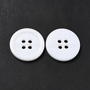 White Flat Round Resin Buttons, Dyed, 20x3mm, Hole: 2mm(X-RESI-D030-20mm-01)
