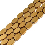 Glass Beads Strands, Oval, Golden Plated, 10x6x3mm, Hole: 1mm, about 54~60Pcs/strand, 20.47~23.62''(52~60cm)(GLAA-E033-04B-02)