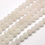 Natural Malaysia Jade Bead Strands, Round Dyed Beads, White, 10mm, Hole: 1mm, about 38pcs/strand, 15 inch(G-M101-10mm-09)