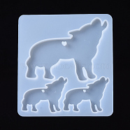 Wolf Pendant Silhouette Silicone Molds, Resin Casting Molds, For UV Resin, Epoxy Resin Jewelry Making, White, 96x89x5.5mm, Wolf: 57.5x78.5mm and 32.5x43.5mm(X-DIY-I026-15)