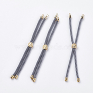 Nylon Twisted Cord Bracelet Making, Slider Bracelet Making, with Brass Findings, Cadmium Free & Lead Free, Long-Lasting Plated, Tree of Life, Gray, Real 18K Gold Plated, 210~220x2mm, Hole: 2mm(X-MAK-F018-07G-RS)