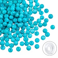 DIY Jewelry Bracelet Making Kits, 200Pcs 6mm Dyed Round Natural White Jade Beads and Flat Elastic Thread, Turquoise, 6mm, Hole: 1mm, 200pcs/box(DIY-SZ0003-68L)