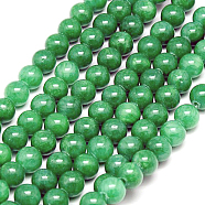 Natural Yellow Jade Beads Strands, Dyed, Round, Green, 6mm, Hole: 1mm, about 70pcs/strand, 15.75 inch(G-G598-6mm-YXS-19)