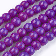 Synthetic Turquoise Beads Strands, Dyed, Round, Purple, 6mm, Hole: 1.2mm, about 67pcs/strand, 15.75 inch(TURQ-G106-6mm-02O)