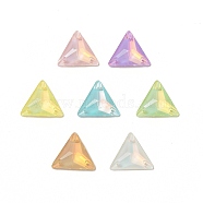 Mocha Effect Triangle Shape Sew on Rhinestone, K5 Glass Rhinestone, Multi-Strand Link, Plated Flat Back, Sewing Craft Decoration, Mixed Color, 22x25x7mm, Hole: 1mm(GLAA-A024-06D)