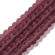 Transparent Glass Beads Strands, Faceted, Frosted, Rondelle, Indian Red, 3mm, Hole: 1mm(EGLA-A034-T2mm-MD13)