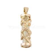 Synthetic Luminous Stone Column Pendants, Golden Plated Alloy Gragon Wrapped Charms, Pale Goldenrod, 35.5x10.5mm, Hole: 6x4.5mm(FIND-C058-01G-07)