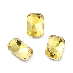 Glass Rhinestone Cabochons, Point Back & Back Plated, Faceted, Rectangle, Citrine, 6x4x2mm(RGLA-P037-04A-D226)