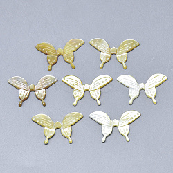 Natural Yellow Shell Beads, Butterfly, 20x29~30x2mm, Hole: 0.7mm(SSHEL-N036-056)