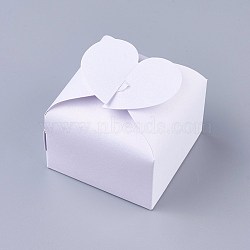 Creative Foldable Paper Box, Wedding Favor Boxes, Favour Box, Heart, White, 6x6x4.5cm(X-CON-WH0064-E04)