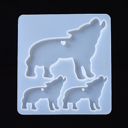 Wolf Pendant Silicone Molds, Resin Casting Molds, For UV Resin, Epoxy Resin Jewelry Making, White, 96x89x5.5mm, Wolf: 57.5x78.5mm and 32.5x43.5mm(X-DIY-I026-15)