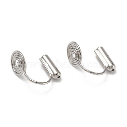 Brass Clip-on Earring Converters Findings, with Spiral Pad and Tube Rubber Ear Nuts, for Non-pierced Ears, Platinum, 14x8mm(KK-D060-01P)