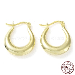 925 Sterling Silver Chunky Hoop Earrings, Thick Hoop Earrings, with S925 Stamp, Real 18K Gold Plated, 20x4x15mm(EJEW-K258-01A-G)