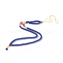 Pendant Necklaces, with Natural Lapis Lazuli, Synthetic Turquoise, Imitation Beeswax Resin, South Red Agate and Alloy Beads, Donut/Pi Disc, Golden, 23.2inches(59cm)(NJEW-G332-04G)