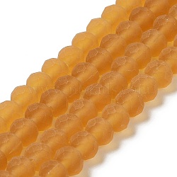 Transparent Glass Beads Strands, Faceted, Frosted, Rondelle, Goldenrod, 4mm, Hole: 1mm(EGLA-A034-T4mm-MD04)