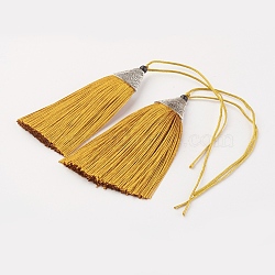 Nylon Tassels Big Pendant Decorations, with CCB Plastic, Antique Silver, Gold, 85x20x10.5mm(HJEW-G010-A14)