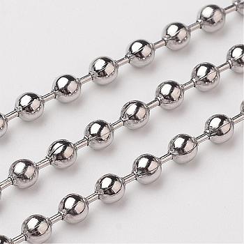 Electroplate 304 Stainless Steel Ball Chains, Stainless Steel Color, 3.2mm, Fit for 3.2mm inner diameter Ball Chain Connector