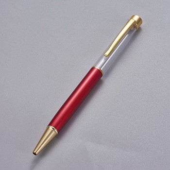Creative Empty Tube Ballpoint Pens, with Black Ink Pen Refill Inside, for DIY Glitter Epoxy Resin Crystal Ballpoint Pen Herbarium Pen Making, Golden, Dark Red, 140x10mm