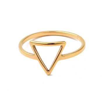 Ion Plating(IP) 201 Stainless Steel Triangle Finger Ring for Women, Golden, US Size 6 1/2(16.9mm)