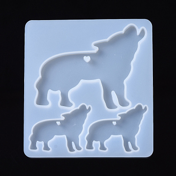 Wolf Pendant Silicone Molds, Resin Casting Molds, For UV Resin, Epoxy Resin Jewelry Making, White, 96x89x5.5mm, Wolf: 57.5x78.5mm and 32.5x43.5mm