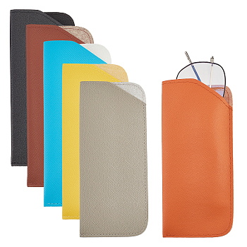 12Pcs 6 Colors PU Imitation Leather Slip-in Glasses Case, for Eyeglass, Sun Glasses Protector, Multifunctional Storage Bag, Mixed Color, 175x75x1.4mm, Inner Diameter: 72mm, 2pcs/color