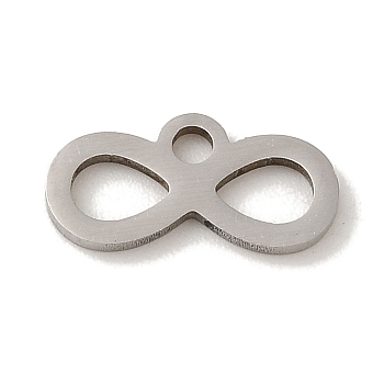 201 Stainless Steel Charms, Laser Cut, Infinity Charm, Stainless Steel Color, 6x12x1mm, Hole: 1.6mm