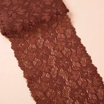 Stretch Elastic Lace Trim, Floral Pattern Lace Ribbon, for Sewing, Dress Decoration and Gift Wrapping, Brown, 16cm