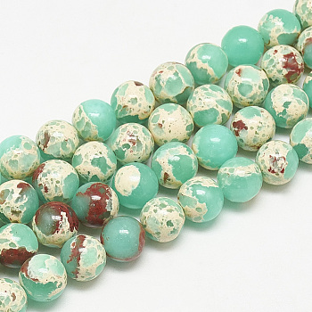 Synthetic Imperial Jasper Beads Strands, Round, Turquoise, 6mm, Hole: 1mm, about 59~61pcs/strand, 14.7~15.3 inch