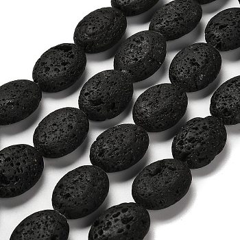 Natural Lava Rock Beads Strands, Oval, 18x13x6mm, Hole: 1.4mm, about 23pcs/strand, 15.79~16.14''(40.1~41cm)