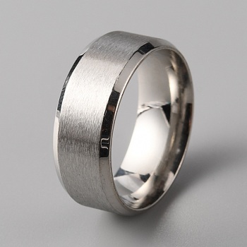 201 Stainless Steel Plain Band Ring for Men Women, Matte Stainless Steel Color, US Size 8 1/4(18.3mm)