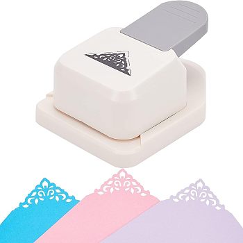 Plastic Embossing DIY Corner Paper Printing Card Cutter, with Alloy, Triangle with Flower Pattern, Turquoise, 13.4x9.8x6.5cm