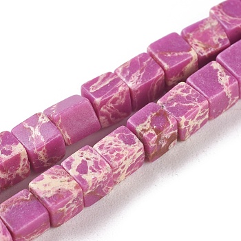 Synthetic Imperial Jasper Beads Strands, Dyed, Cube, Orchid, 4.5x4.5x4.5mm, Hole: 0.8mm, about 84~85pcs/strand, 14.9 inch~15.3 inch(38~39cm)