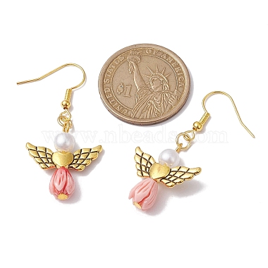 Angel Antique Golden Alloy & Resin Dangle Earrings(EJEW-JE05686-09)-3