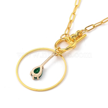 Teardrop Transparent Glass Pendant Necklaces(NJEW-JN03038-01)-3