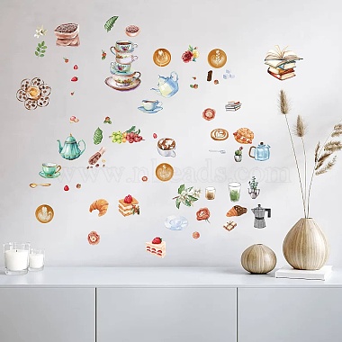 8 Sheets 8 Styles Coffee Theme PVC Waterproof Wall Stickers(DIY-WH0345-067)-6