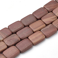 Natural Red Line Jasper Beads Strands, Rectangle, 25x18x7mm, Hole: 1~2mm, about 16pcs/strand, 15.35 inch(G-Q974-04)