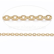 Ion Plating(IP) 304 Stainless Steel Cable Chains, Soldered, with Spool, Flat Oval, Golden, 1.5x1.2x0.3mm, about 65.61 Feet(20m)/roll(CHS-E004-01G)