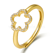 Adjustable 925 Sterling Silver Ring with Hollow Flower(EH7985)