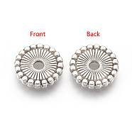 Tibetan Style Alloy Spacer Beads, Lead Free & Nickel Free, Flat Round, Antique Silver, 12x2mm, Hole: 2mm(X-TIBE-47916-AS-FF)