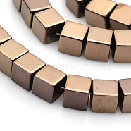 Cube Non-magnetic Synthetic Hematite Beads Strands, Copper Plated, 6x6x6mm, Hole: 1mm, about 62pcs/strand, 15.7 inch(G-P061-29)