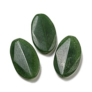 Dyed Natural White Jade Beads, Faceted Flat Oval, Green, 43x24~25x8mm, Hole: 1mm(G-B070-43)