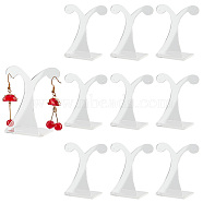 Acrylic Slant Back Single Earring Display Stands, Tree Shaped Jewelry Holder for Earring Display, Photo Props, White, 3.2x5.95x6.45cm, Hole: 1mm(EDIS-WH0030-33B)