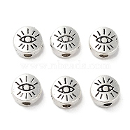 Tibetan Style Alloy Beads, Cadmium Free & Lead Free, Eye, Antique Silver, 6x6x3.5mm, Hole: 1.6mm(FIND-Q094-18AS)