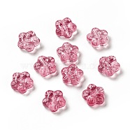 Transparent Glass Beads, Plum Blossom Flower, Crimson, 12.5x13x5.5mm, Hole: 1.2mm(GLAA-F116-02G)