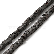 Electroplated Natural Lava Rock Beads Strands, Square, Gray Plated, 2.5x2.5x2.5mm, Hole: 0.8mm, about 158pcs/strand, 16.14''(41cm)(G-Q1009-B01-02B)