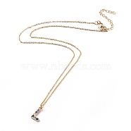 Letter Brass Micro Pave Cubic Zirconia Initial Pendants Necklaces, with Brass Cable Chains and Lobster Claw Clasps, with Cardboard Packing Box, Golden, Letter.L, 16.1 inch~16.9 inch(41~43cm), Pendant: 13x4~10x2mm(NJEW-JN02585-11)