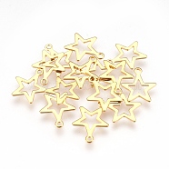 304 Stainless Steel Pendants, Star, Real 18K Gold Plated, 14.5x12.5x0.6mm, Hole: 1.2mm(X-STAS-G176-27G)