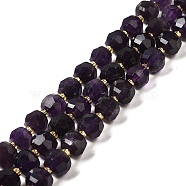 Natural Amethyst Beads Strands, with Seed Beads, Faceted Rondelle, 7~8x5~6mm, Hole: 1mm, about 45~46pcs/strand, 14.57''~14.96''(37~38cm)(G-P508-A09-01)