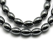 Non-magnetic Synthetic Hematite Oval Beads Strands, Grade AA, 9x6mm, Hole: 1mm, about 43pcs/strand, 16 inch(X-G-F161-32C)